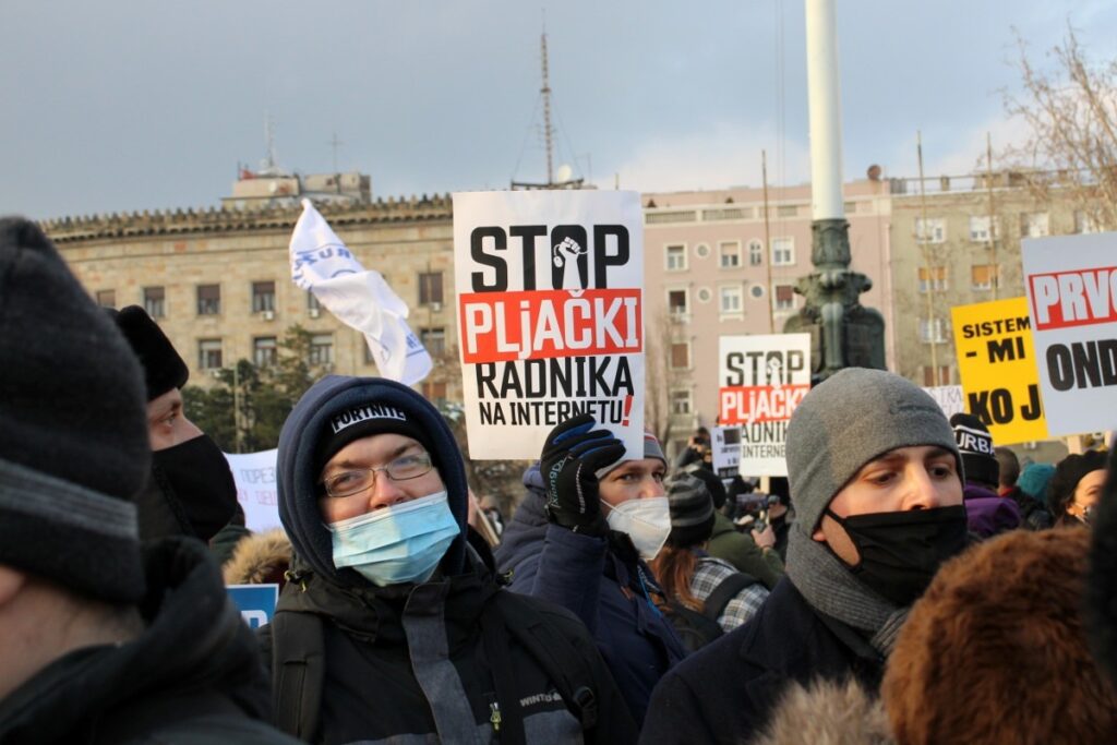 Protest of the Association of Internet Workers in Serbia