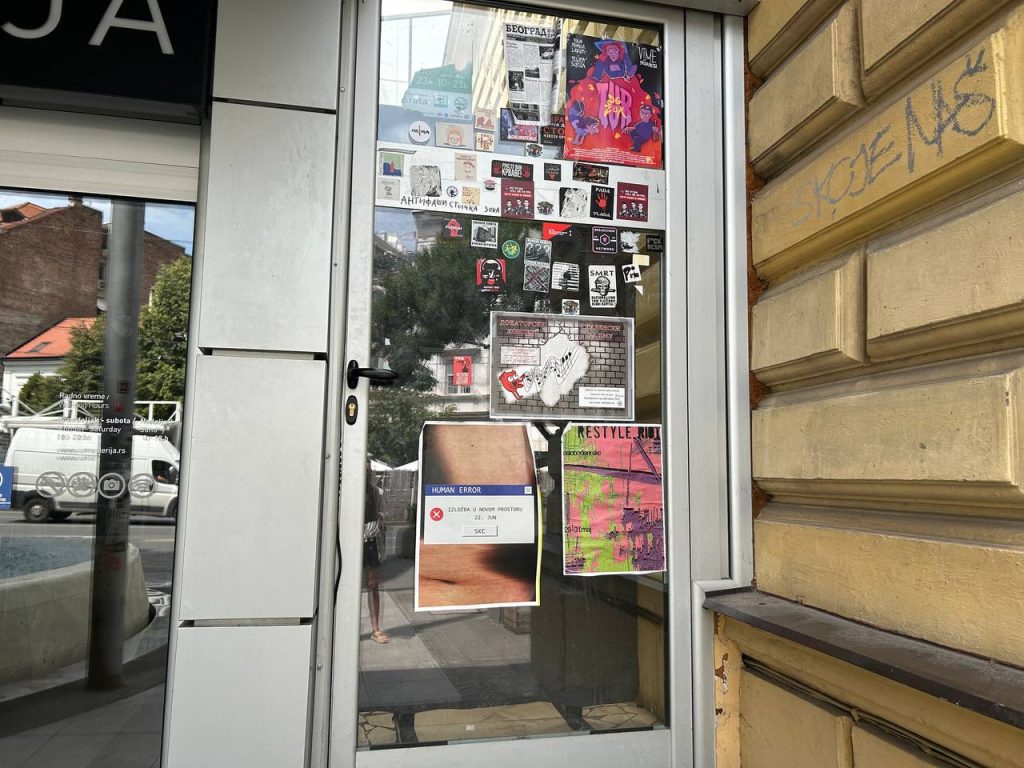 The locked door of the Student Cultural Center