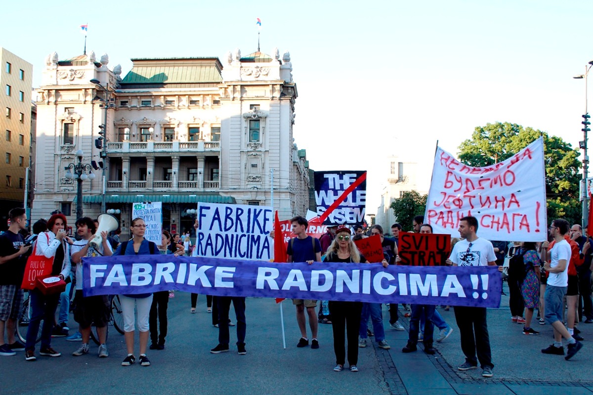 Skup podrške štrajkačima zbog kojeg su podnete prijave; Foto: Iva Janković / Mašina