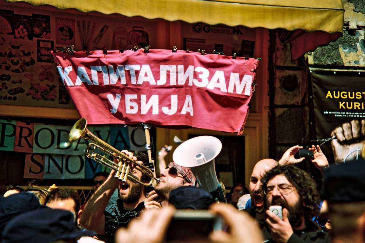 Protest inicijative Ne davimo Beograd prilikom potpisivanja sporazuma za projekat Beograd na vodi; Foto: Matija Jovanović / Mašina