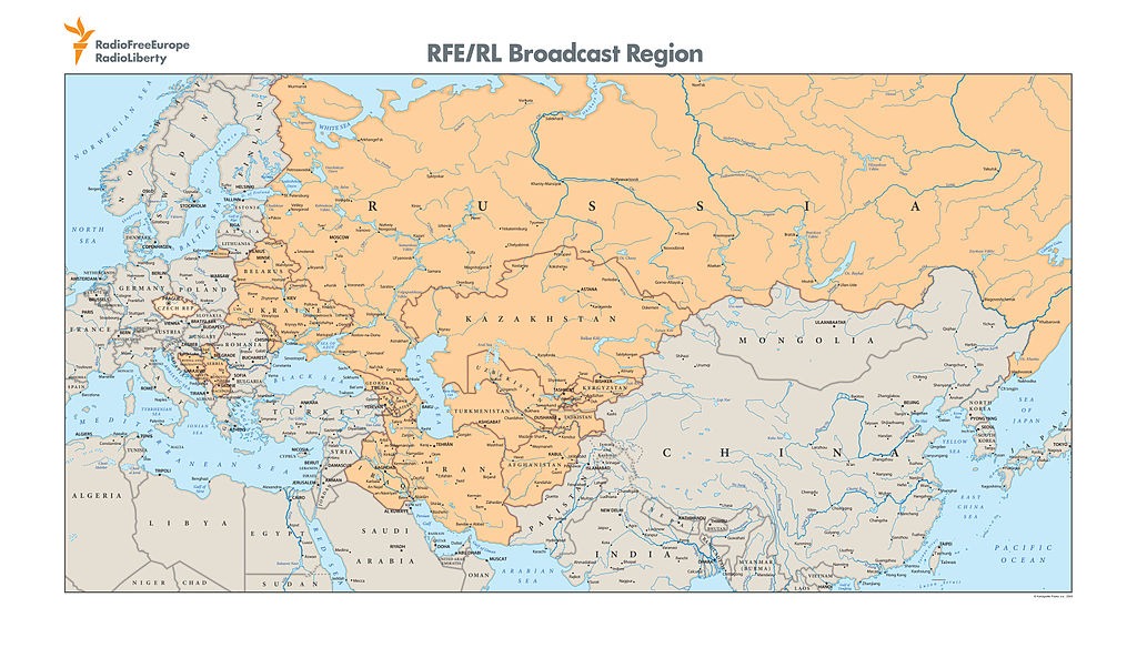 Mapa rasprostranjenosti programa Radija Slobodna Evropa