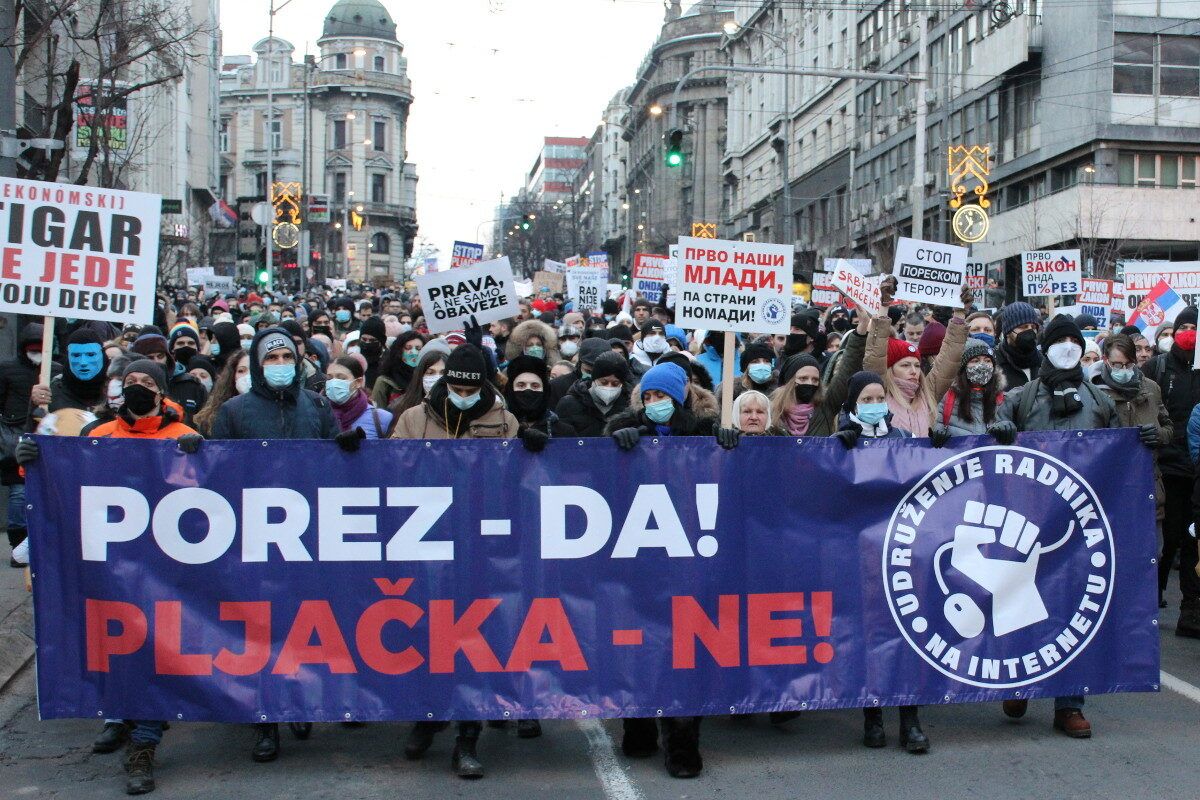 Protest Udruženja radnika na internetu; Foto: Marko Miletić / Mašina