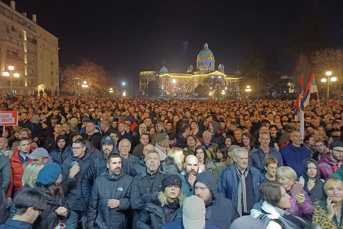 Protest ispred Skupštine grada Beograda