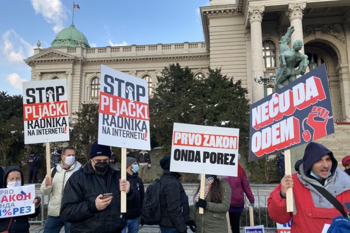 Protest Udruženja radnika na internetu; Foto: Andraš Juhas / Mašina