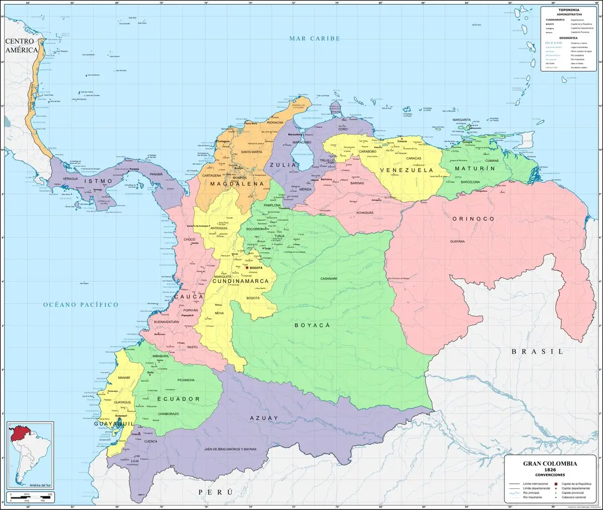 Mapa Gran Kolumbije